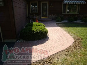 Brick paver walk and garden wall (after)